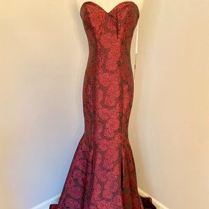 Faviana Strapless Sweetheart Jacquard, Sz 2